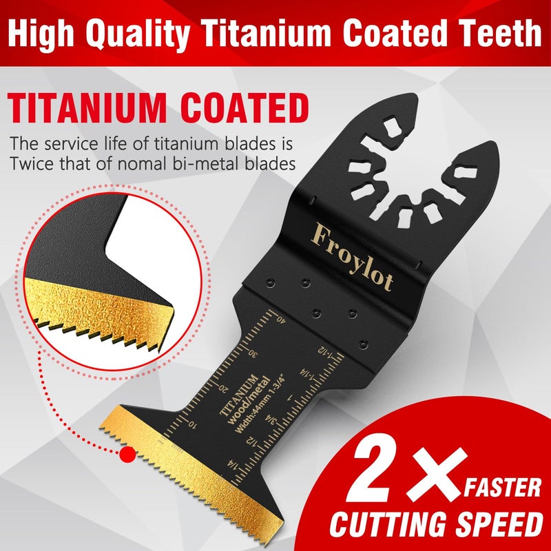 FROYLOTㅤ 49pcs Titanium Oscillating Tool Blades High-Carbon Steel Multitool Blades, Universal oscillator Multi Tool Blades Kits for Metal Wood Cutting, Fit Dewalt Bosch Milwaukee Ryobi Rockwell Fein Makita - Image 3